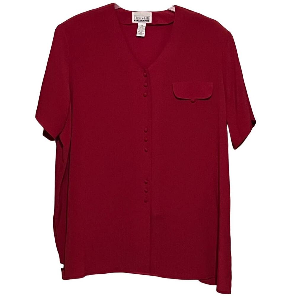 Christie & Jill Women's Rust Button‎ Front Short Sleeve Blouse Size 24W